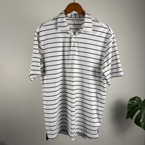 Johnnie-O Men’s Polo Shirt | Medium White Navy Stripe